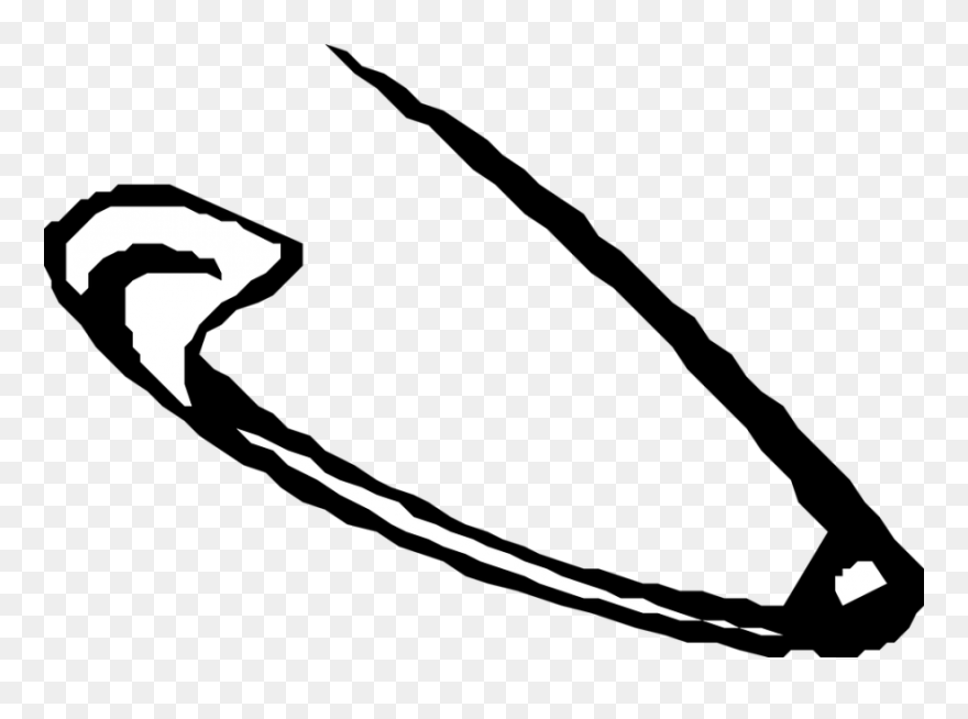 Outline, Pin, Safety, Lock, Metal, Needle, Scarf - Colouring Pages Of Pin Clipart