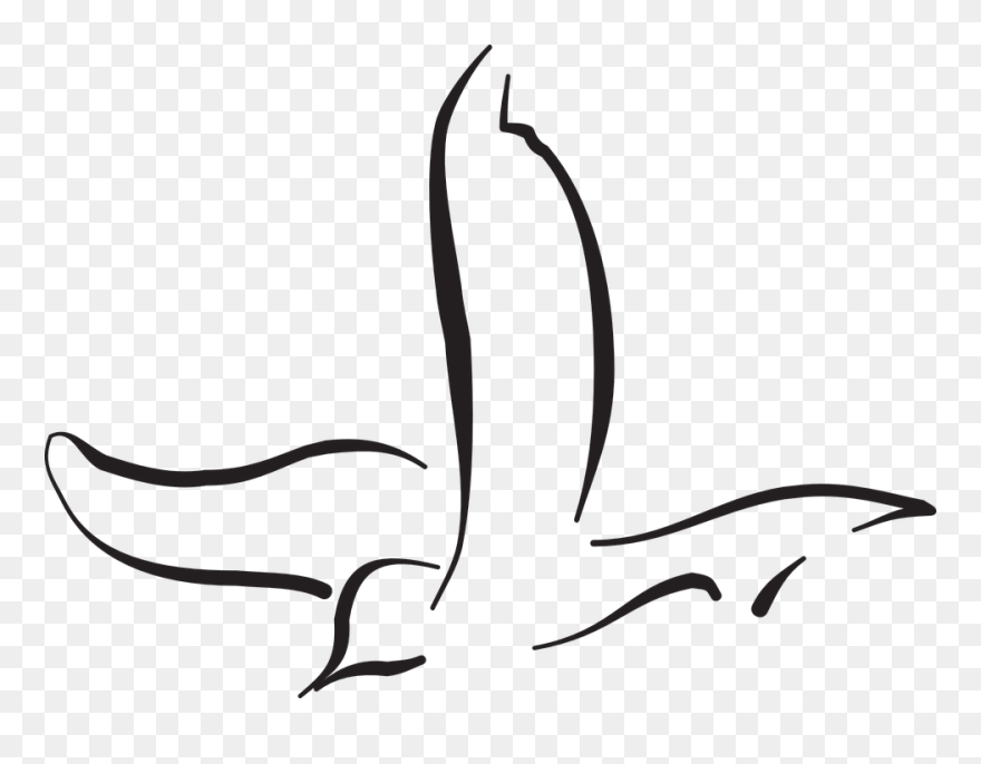 Flying Bird Outline - Clipart Flying Bird Drawing - Png Download