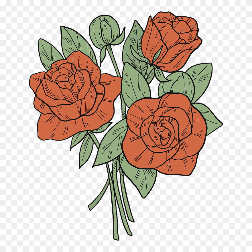 Bouquet Of Roses Clipart - Hybrid Tea Rose - Png Download
