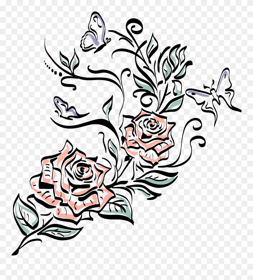 Drawing Line Art Clip Art - Transparent Rose Tattoo Png
