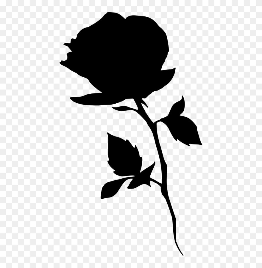 Silhouette Black And White Clip Art - Rose Outline Transparent Background - Png Download