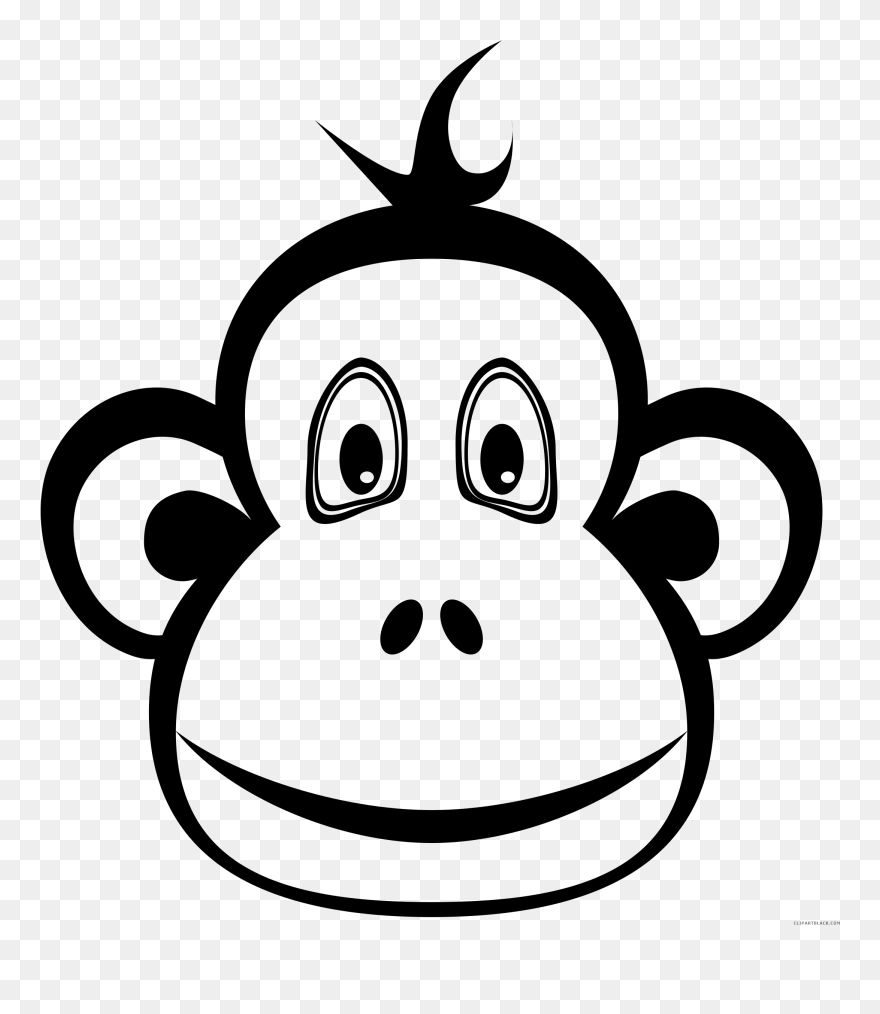 Monkey Clipart Black And White - Black And White Monkey Clip Art - Png Download
