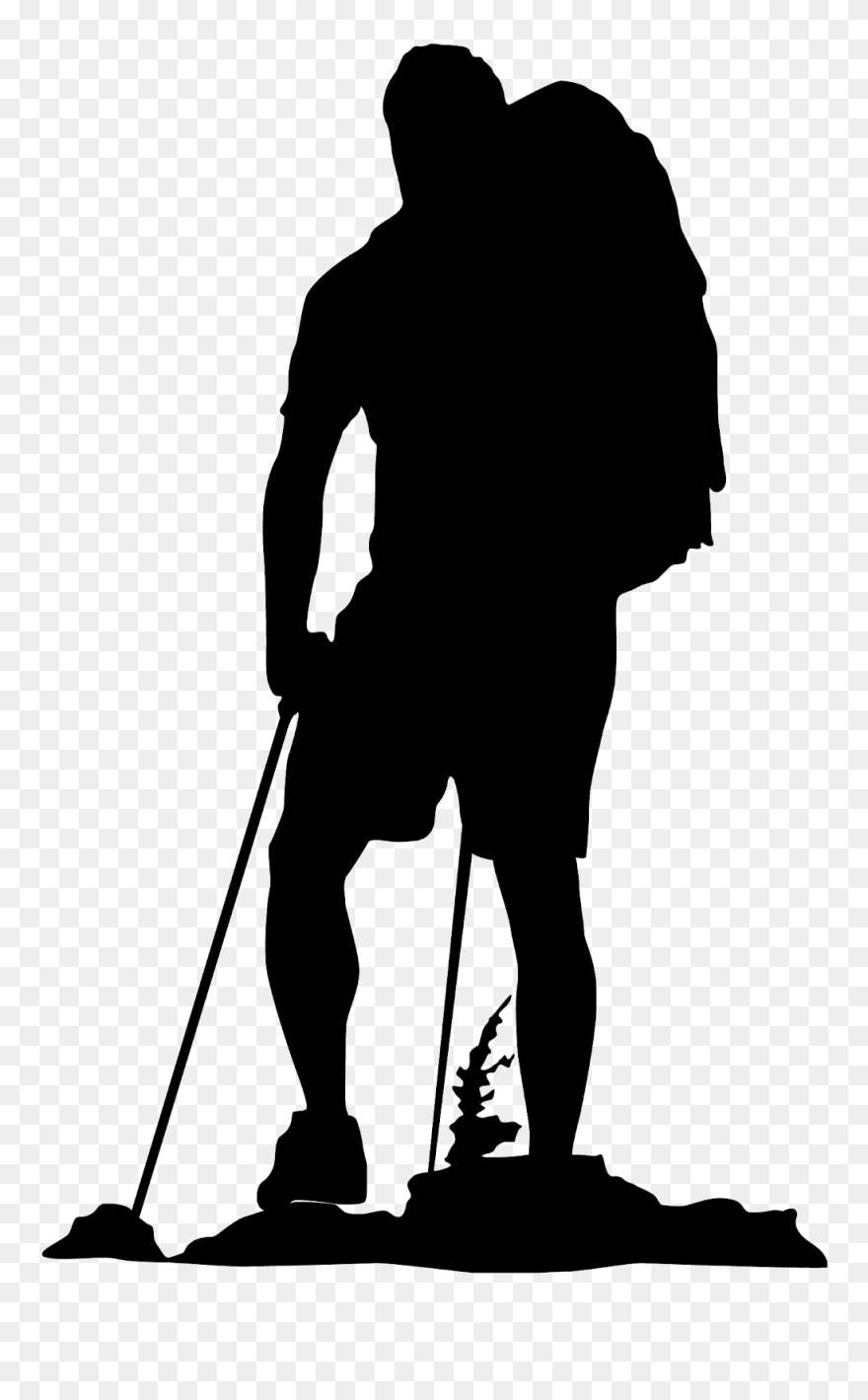 Clip Art Hiking Backpacking Vector Graphics Silhouette - Hiking Logo Black And White - Png Download