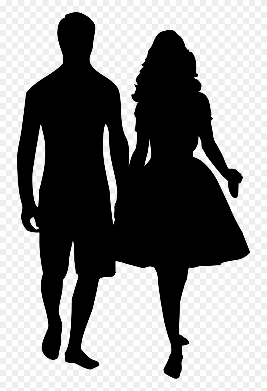 Silhouette Holding Hands Drawing Clip Art - Couple Holding Hands Silhouette - Png Download