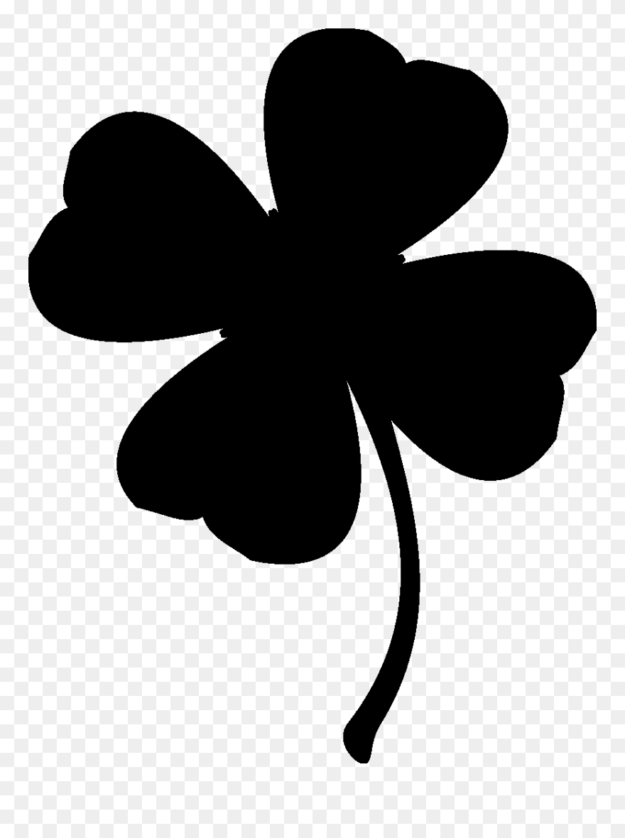 Gemini Aries Four - Black Four Leaf Clover Png Clipart