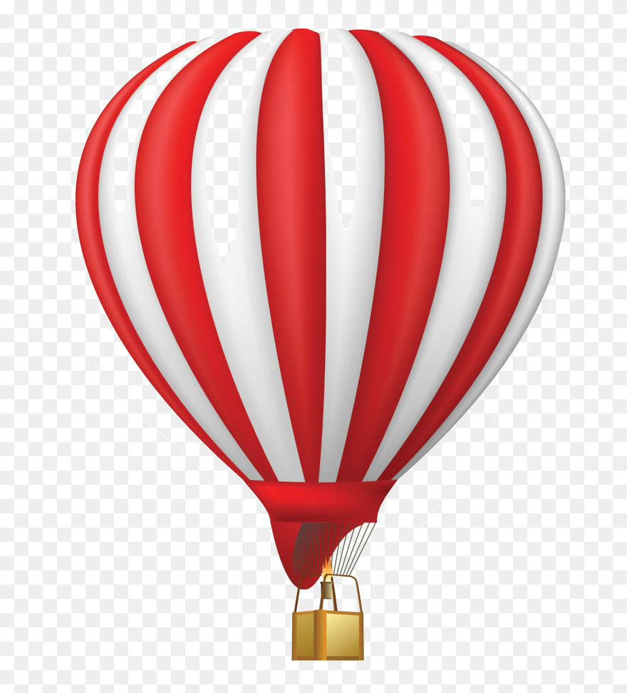 Red White Striped Balloon - Hot Air Balloon Clipart Transparent - Png Download