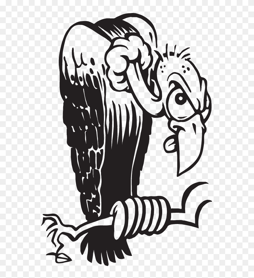 Cartoon Black And White Vulture Clipart