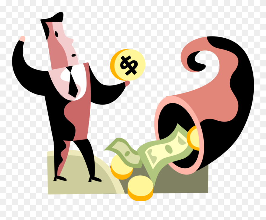 Vector Illustration Of Businessman Receives Financial - Cartoon Clipart