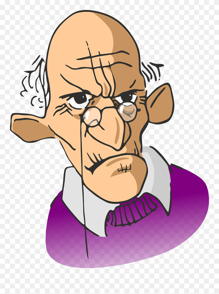 Confused Clipart Man - Cartoon Grumpy Old Man - Png Download