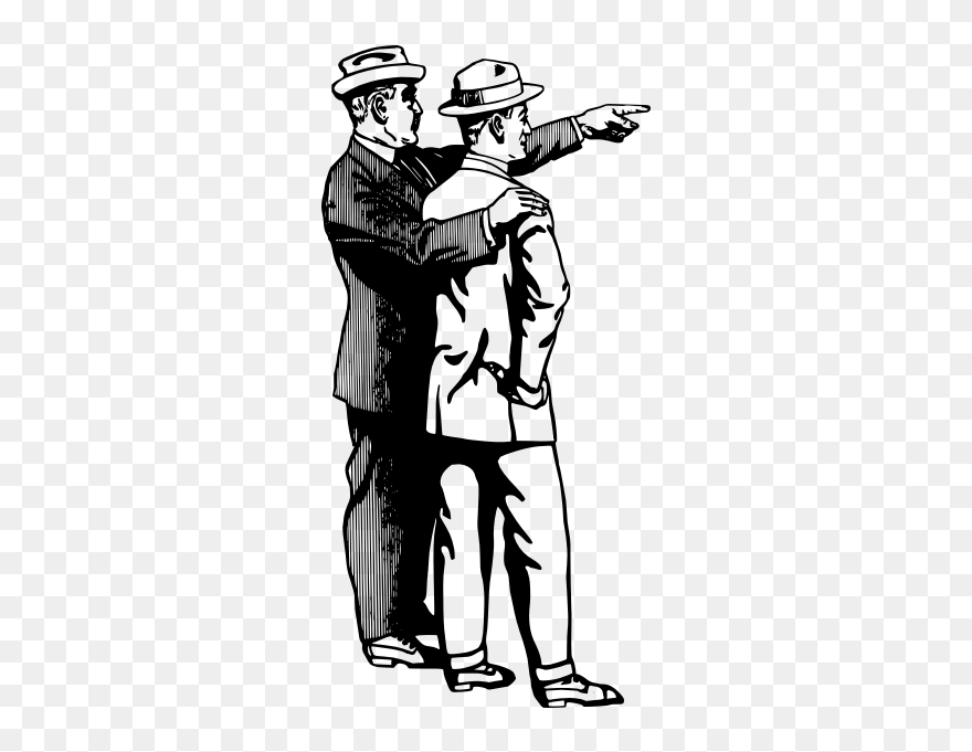 Vector Clip Art Of Older Man In Hat Points Direction - Man Pointing To Right Png Transparent Png
