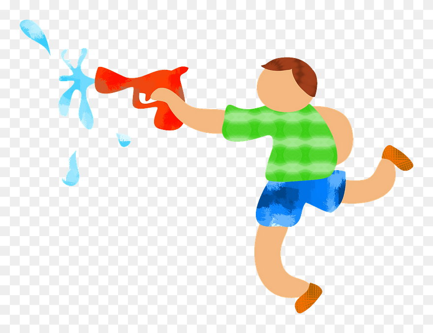 Kid Playing With Watergun Clipart - Pester Clip Art - Png Download