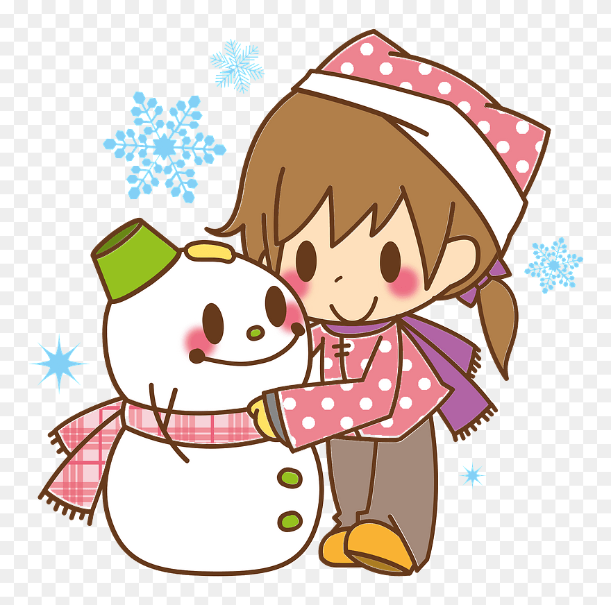 Snowman Girl Child Clipart - 女の子 イラスト 簡単 全身 - Png Download