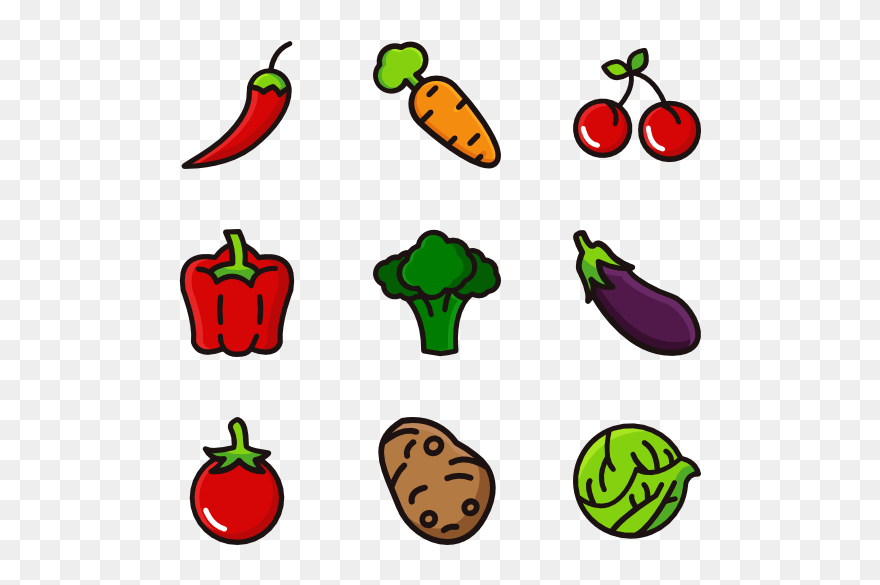 Download Icon Packs Vector Fruits And Vegetables Png Cartoon Clipart