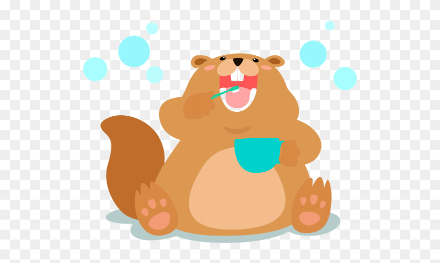 Bear Brushes His Teeth Cartoon Clipart