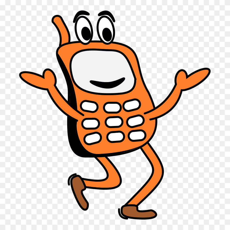 Funny Walking Phone Vector Image - Phone Cartoon Clipart Png Transparent Png