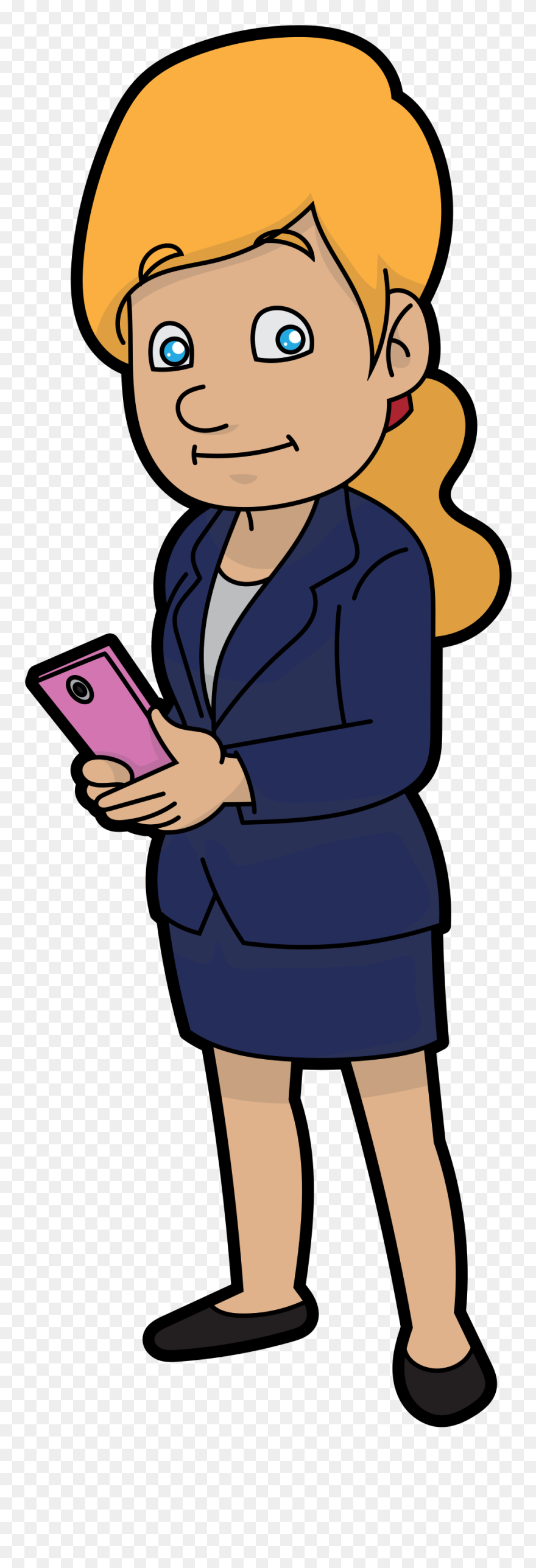 Cartoon Girl Using Smartphone Png Clipart