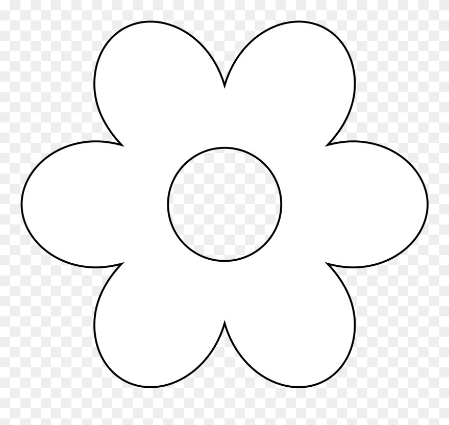 Clipart Spring Flowers Black And - 5 Petal Flower Vector - Png Download