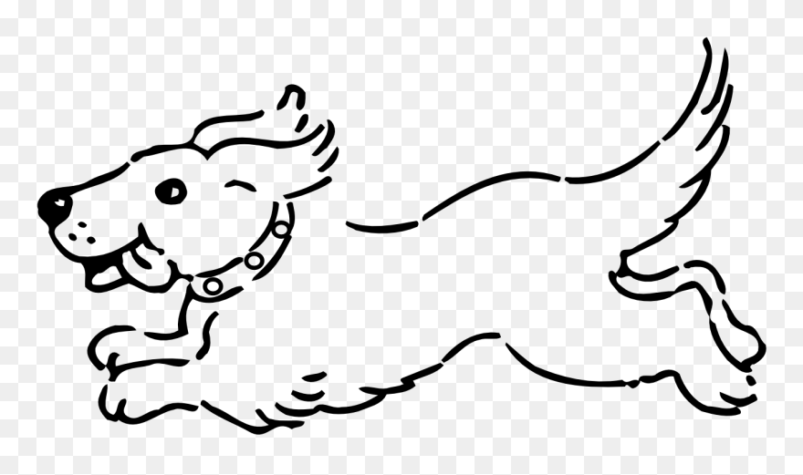 Dog Bone Clip Art Black And White Clipart - Draw A Running Dog - Png Download