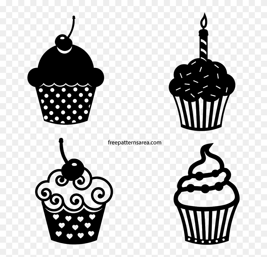 Black Silhouette Cupcake Vector Clipart