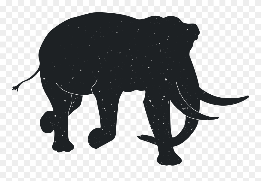 Silhouette African Elephant Indian Elephant - Illustration Clipart
