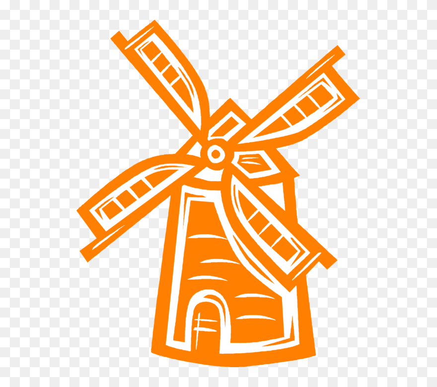 Vector Windmill Netherlands - Dutch Windmill Vector Clipart