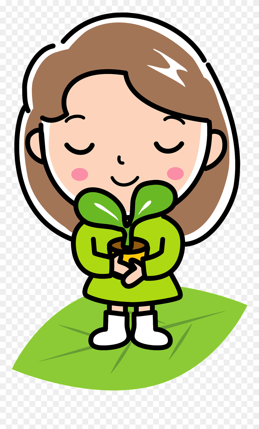 Girl Ecology Plant Clipart - Girl With Plant Clipart - Png Download