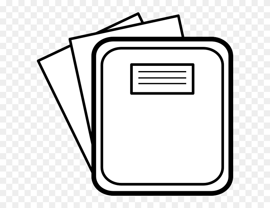 Black, Notebook, Folder, Paper, Outline, Office, White - Notebook Clip Art - Png Download