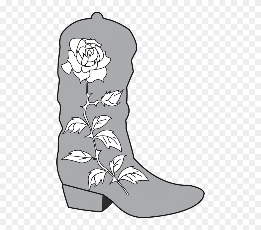 Cowboy Boot Rose - Cowboy Boots Drawing Clipart