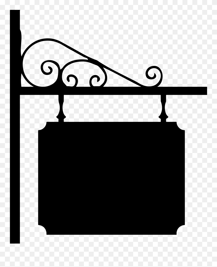Wrought Iron Sign Icons - Sign Board Silhouette Clipart