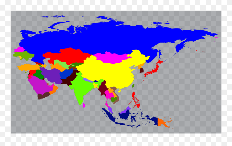 Asia Blank Map With Colors Clipart