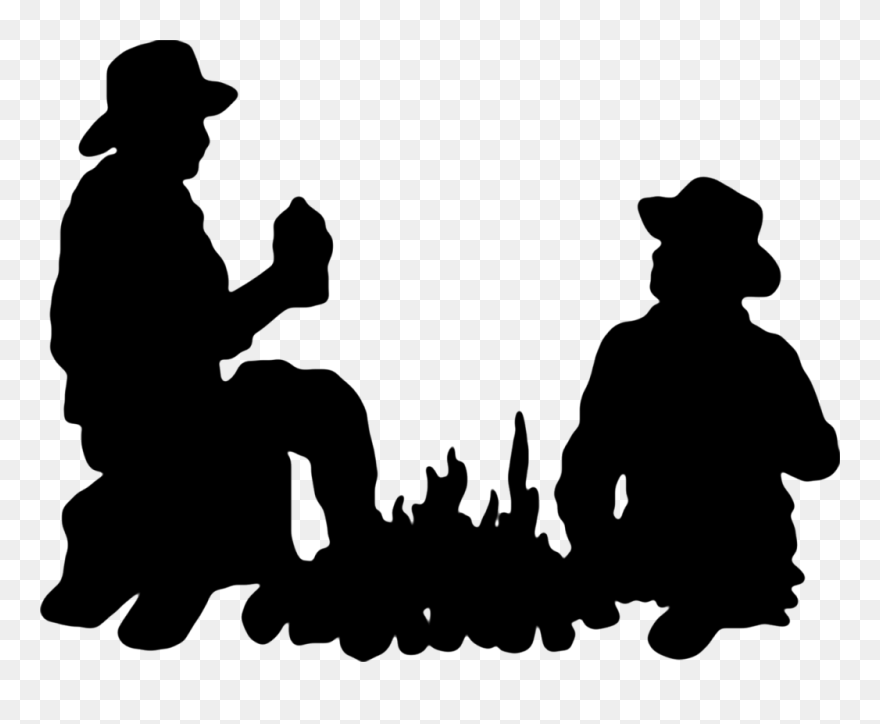Silhouette Cowboy Clip Art - Camp Fire Png Silhouette Transparent Png