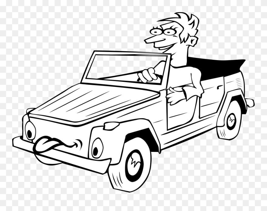 Boy Driving Car Cartoon Clipart, Vector Clip Art Online, - Driving Clipart Black And White - Png Download