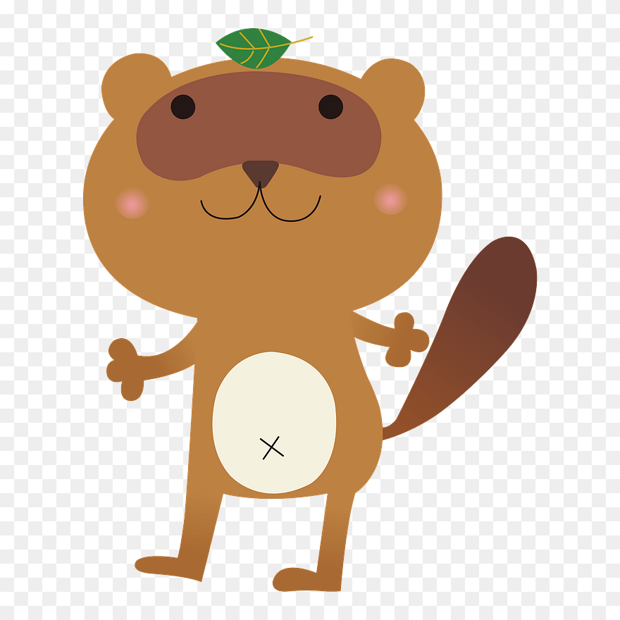 Raccoon Dog Animal Clipart - 頭 に 葉っぱ たぬき - Png Download