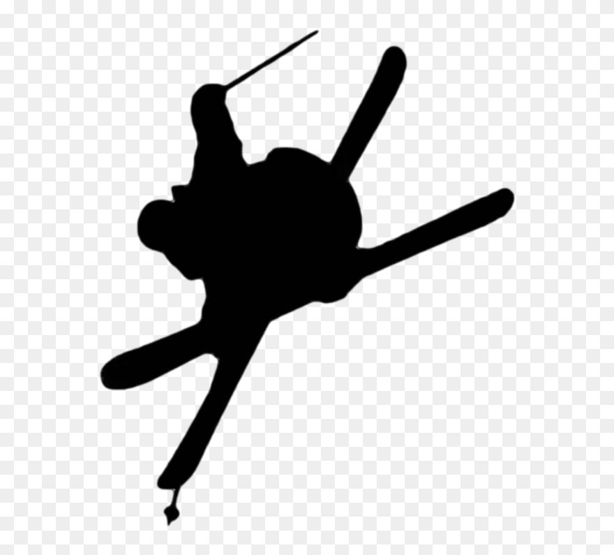 Silouette Skier Clipped Rev Image - Outline Of A Skier - Png Download