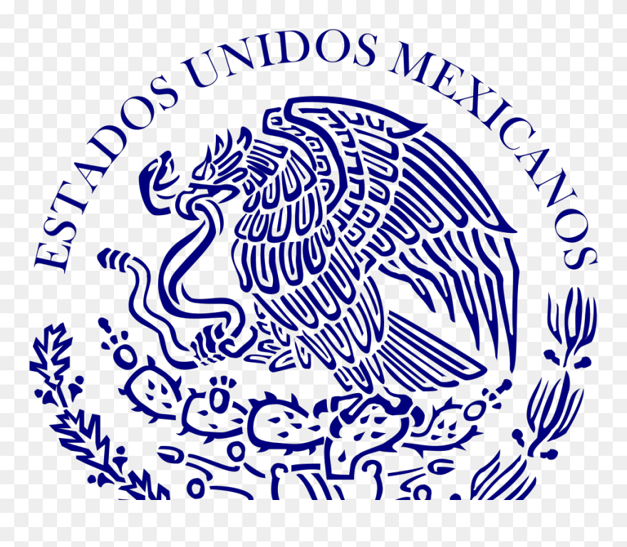 Blue Mexico Seal Svg Clip Arts - Mexican Flag Clipart Black And White - Png Download