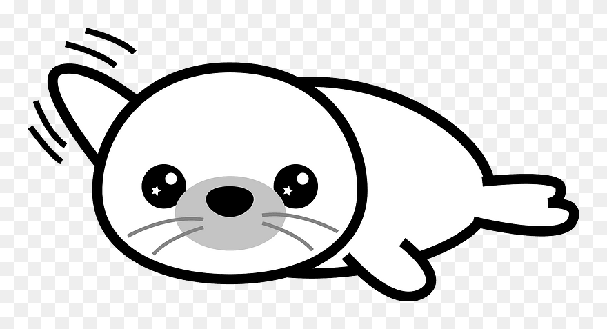 Earless Seal Animal Clipart - รูป การ์ตูน ระบายสี แมวน้ำ - Png Download