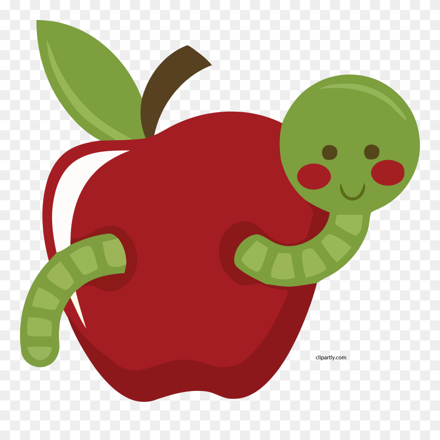 Apple Clipart - Apple With Worm Clip Art - Png Download