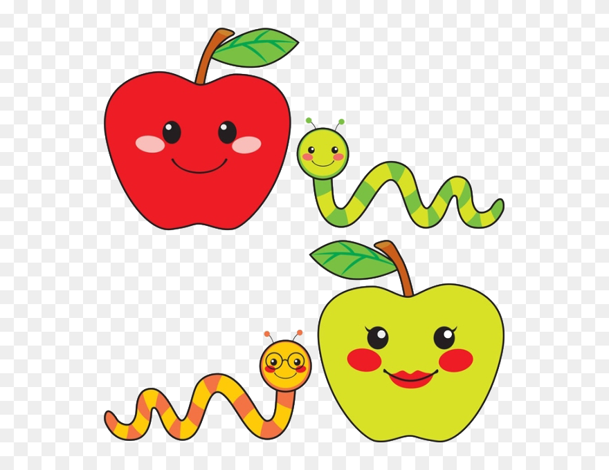 Apple Worm Free Clipart Graphic Black And White Download - Cute Caramel Apples Clip Art - Png Download