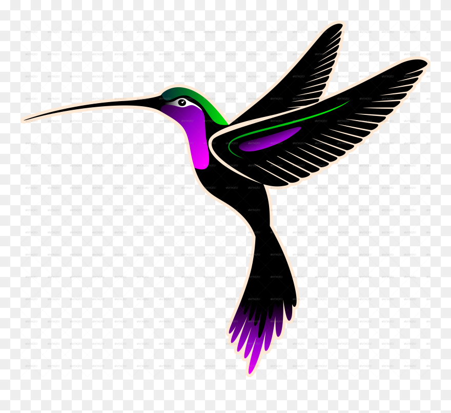 Drawn Hummingbird Png Transparent - Simple Animal Batik Design Clipart