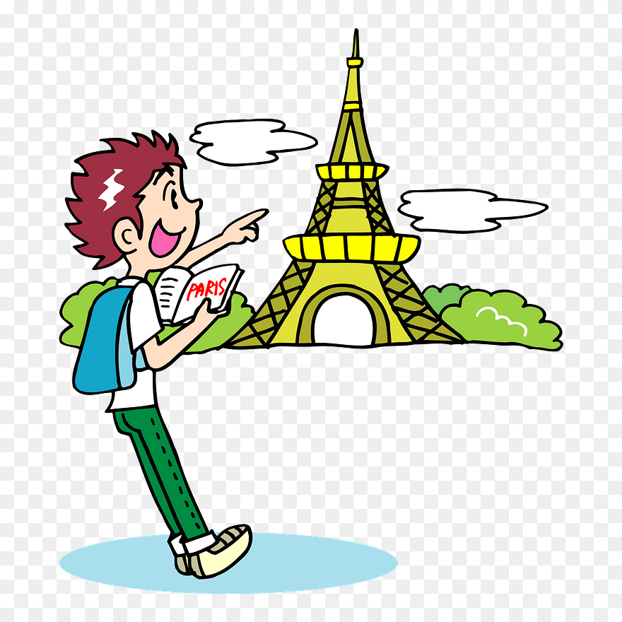 Travel Man Paris Clipart - Cartoon - Png Download