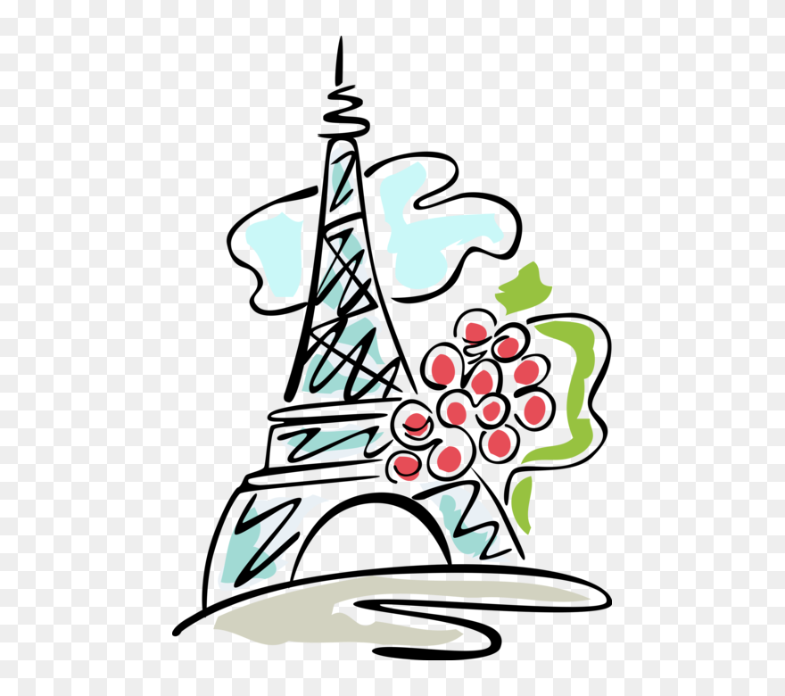 Vector Illustration Of Eiffel Tower, Paris, France - Torre Eiffel Clipart Png Transparent Png