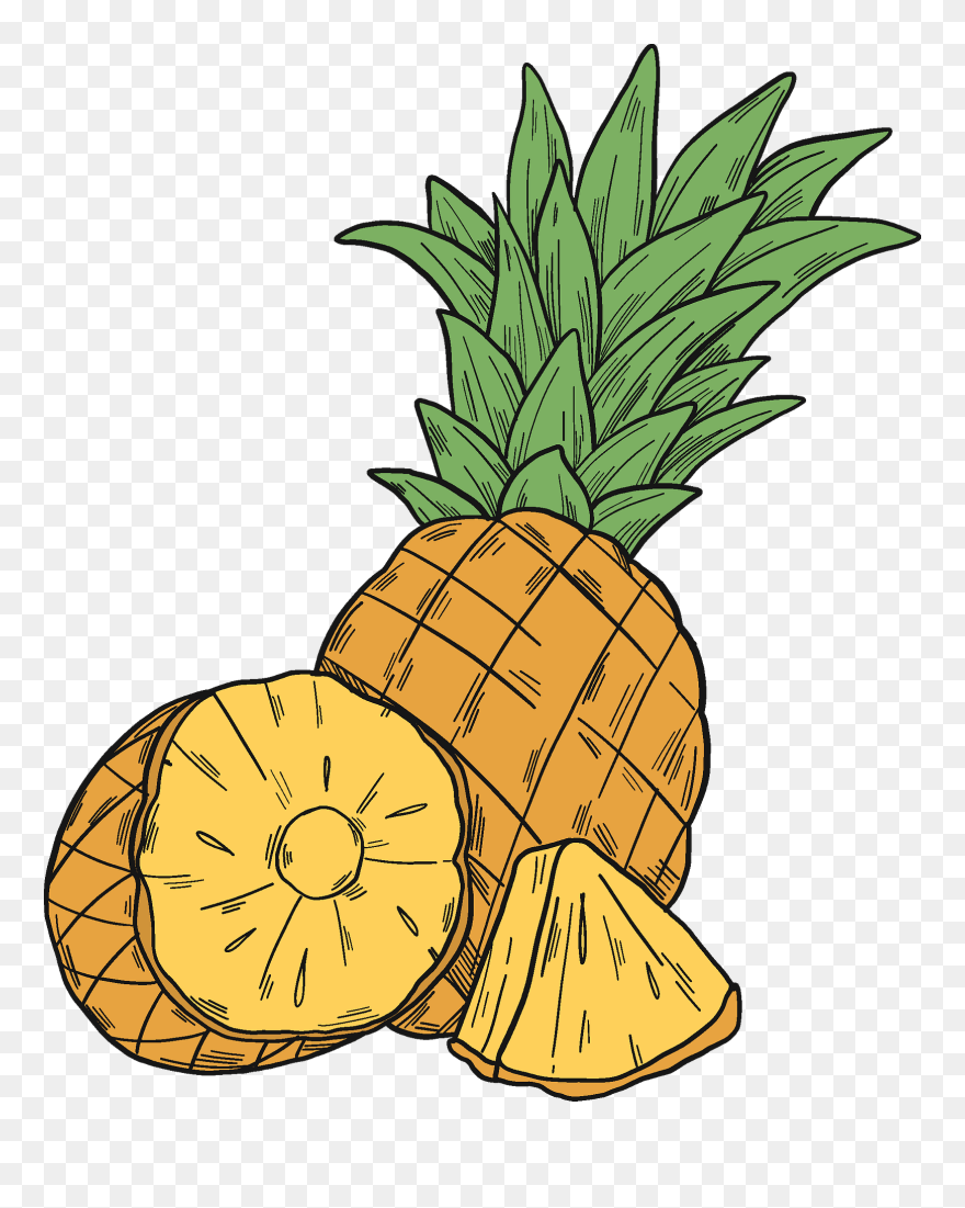 Pineapple Cartoon Cut In Half Clipart