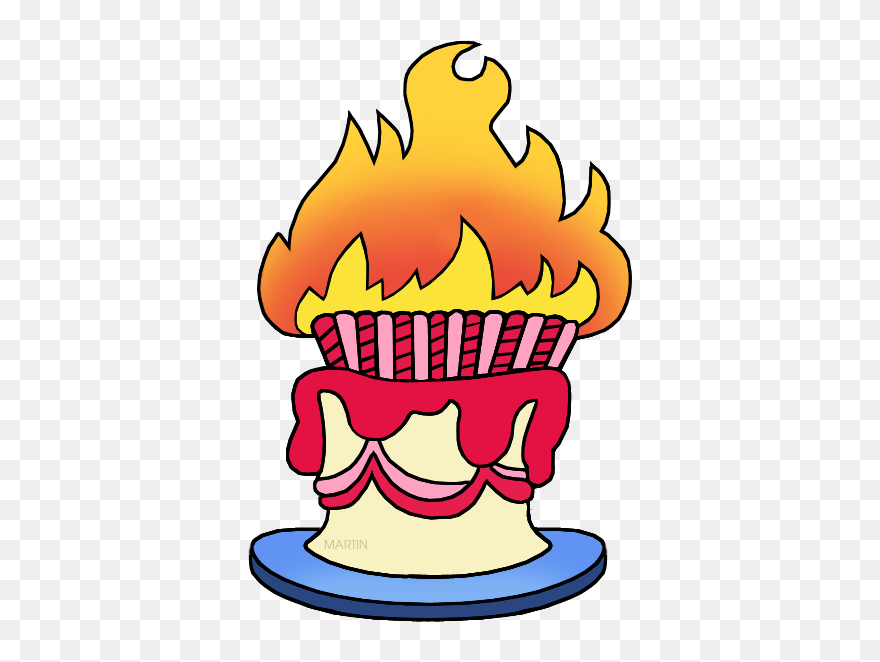 Birthday Cake In Flames - Birthday Clipart