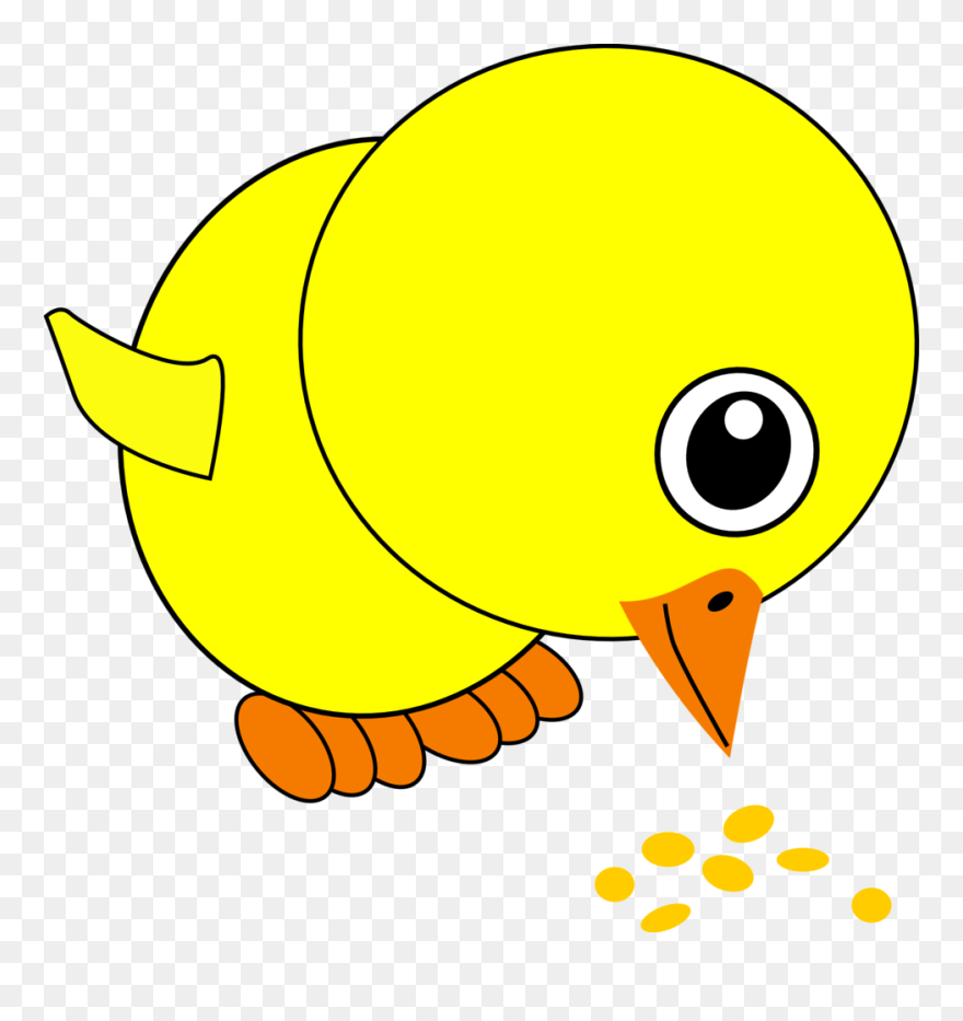 Funny Chick Eating Bird Seed Clipart - Bird Eating Seeds Clipart - Png Download
