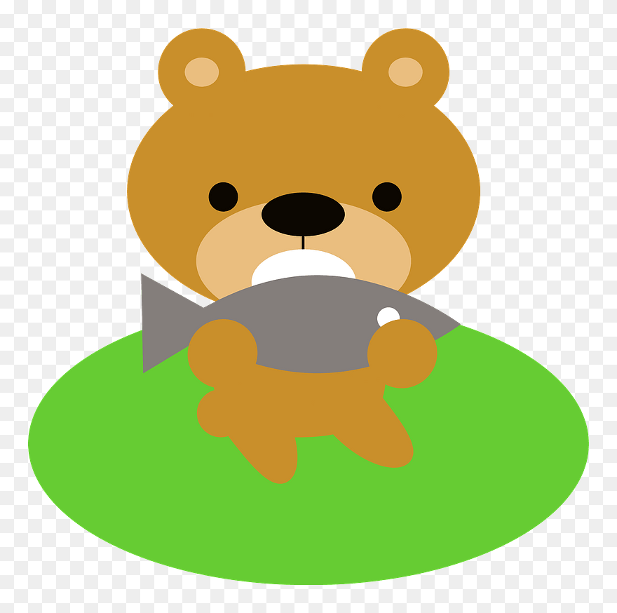 Bear Eating Fish Animal Clipart - Bears - Png Download