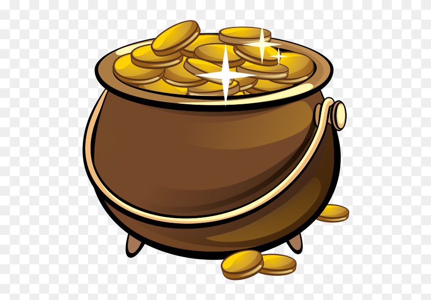 Gold Coin Leprechaun Money - Transparent Pot Of Gold Png Clipart