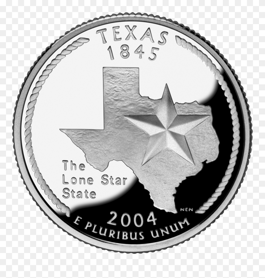 Dime Clipart - Texas State Quarter Coin - Png Download