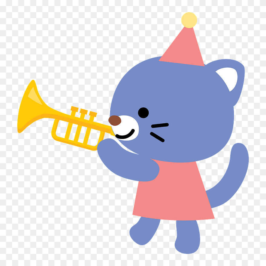 Cat Playing Trumpet Clipart - Playing Trumpet Clipart - Png Download
