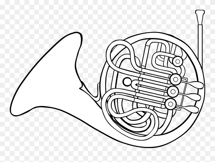 Art,monochrome Photography,monochrome - French Horn Line Art Clipart