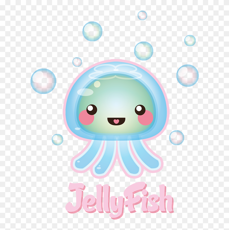 Jellyfish Clipart Adorable - Kawaii Jellyfish - Png Download